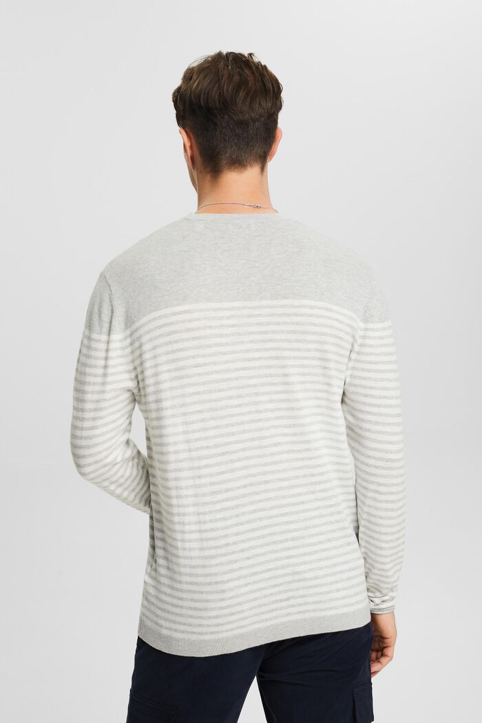 Striped Cotton Sweater, LIGHT GREY, detail image number 2