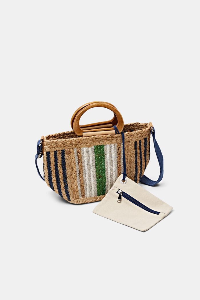 Striped woven Jute Tote, MULTICOLOUR, detail image number 3