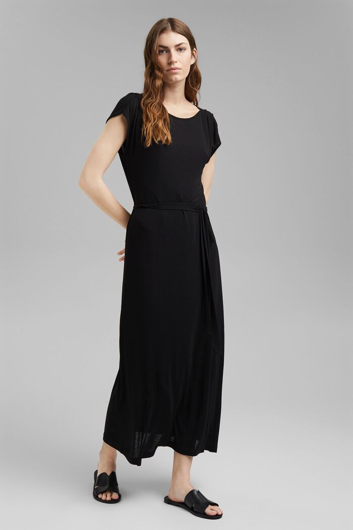 Jersey maxi dress made of LENZING™ ECOVERO™, BLACK, detail image number 1