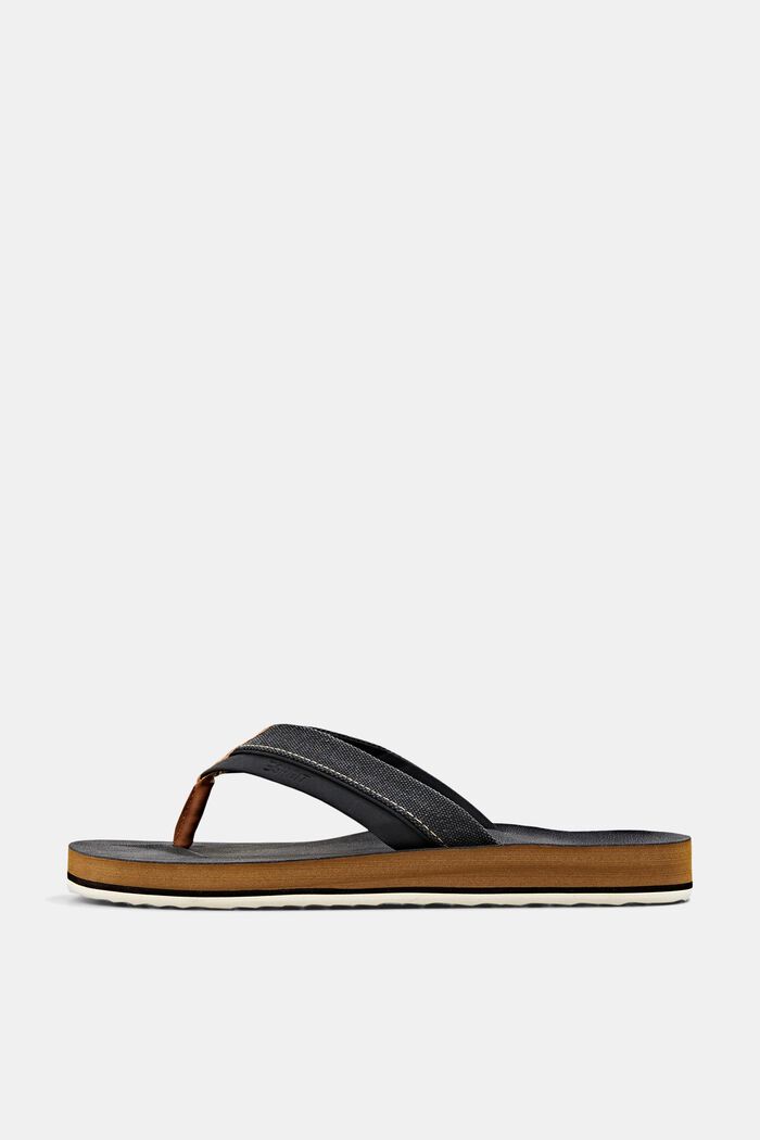 Thong sandals with material mix elements