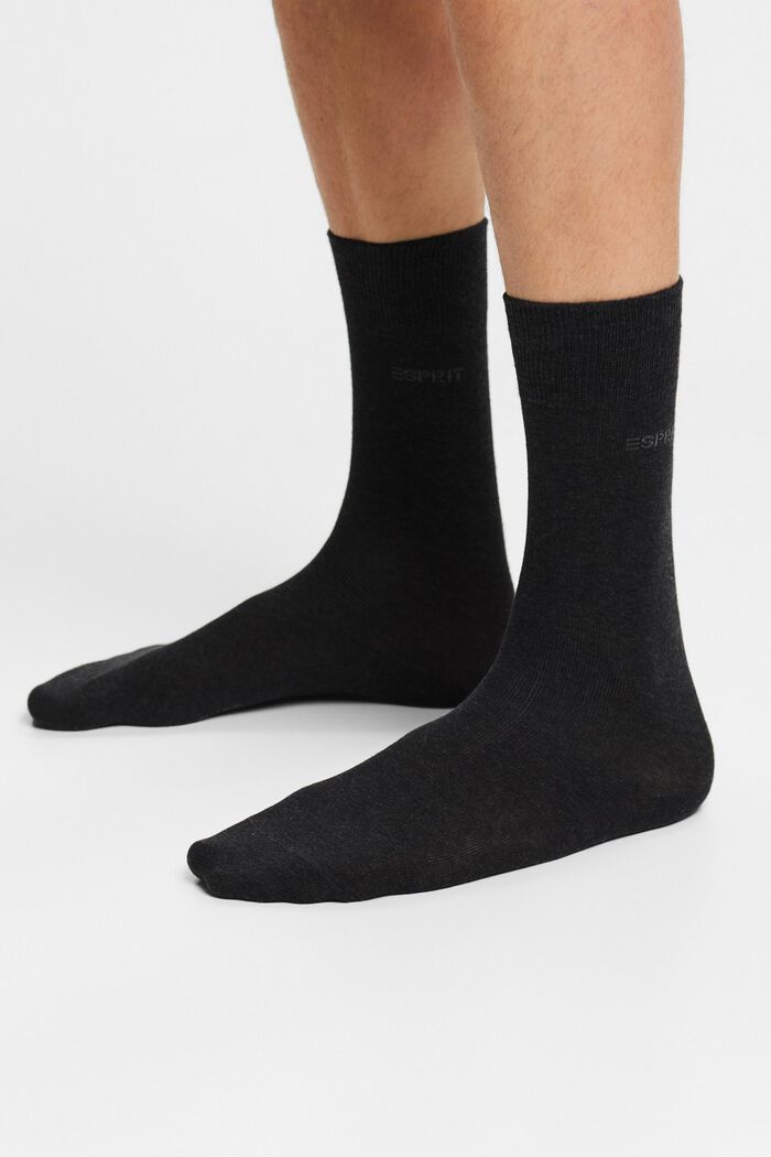 2-Pack Socks, Organic Cotton, ANTHRACITE MELANGE, detail image number 1