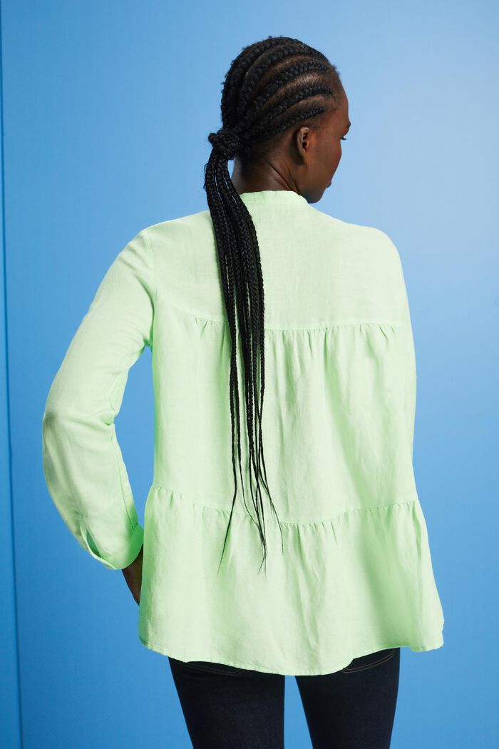 Linen blend blouse, CITRUS GREEN, detail image number 3