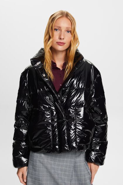 Glossed-Shell Puffer Jacket