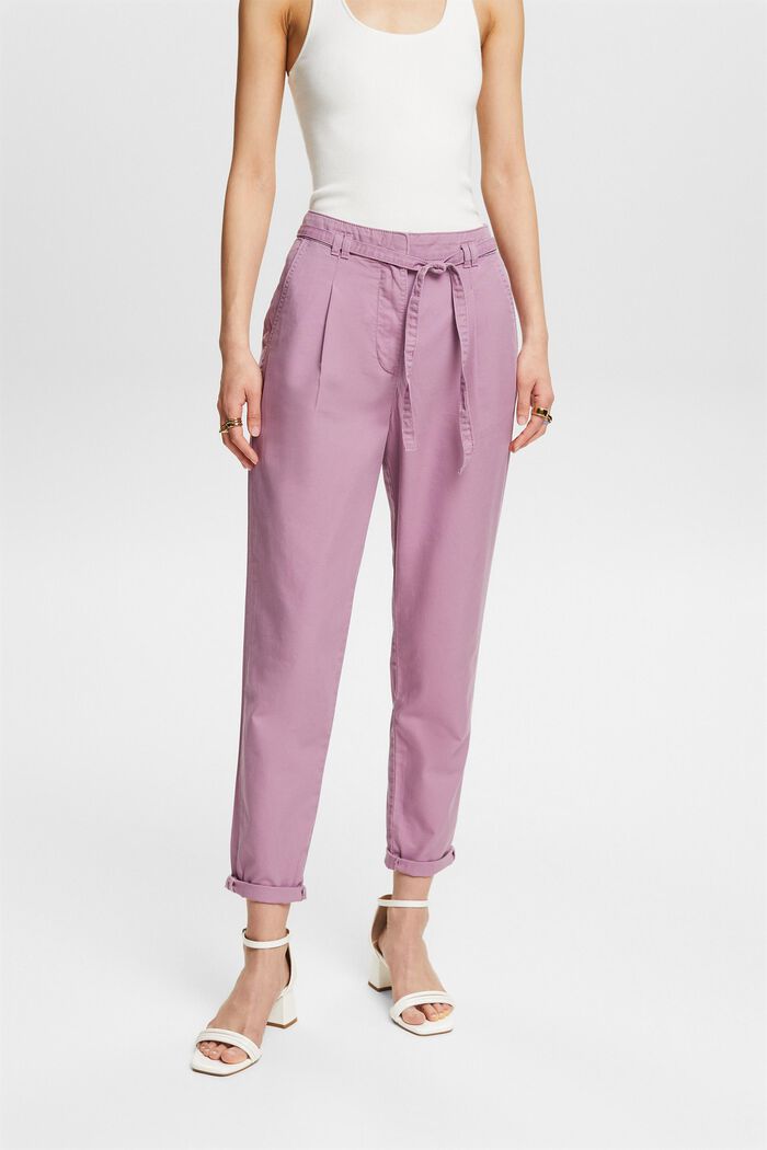 Belted Chino Pants, MAUVE, detail image number 0
