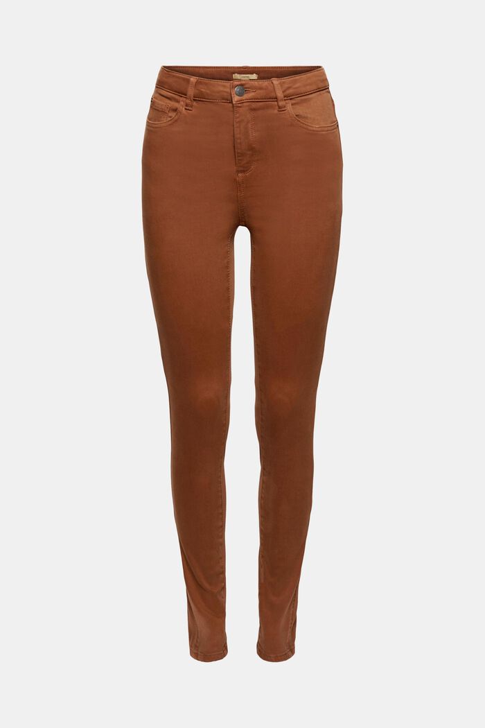 Soft high-waisted trousers with stretch, TOFFEE, detail image number 0