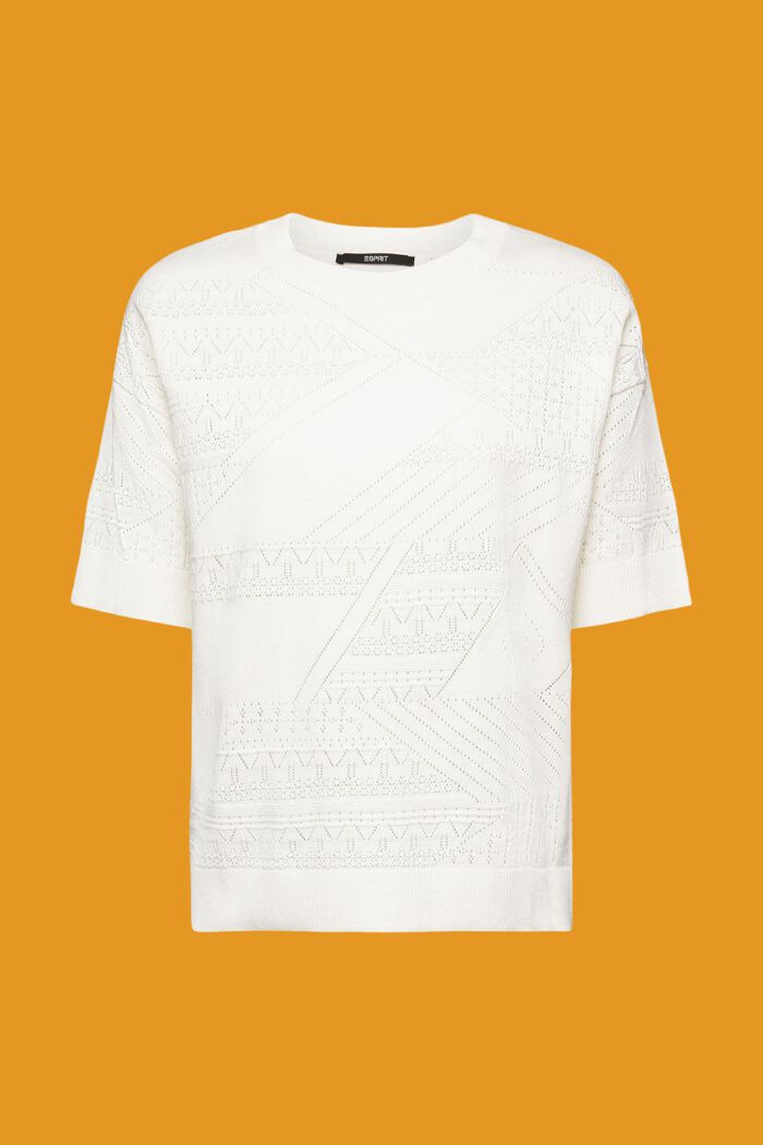 Short-sleeved linen blend sweater, WHITE, detail image number 6