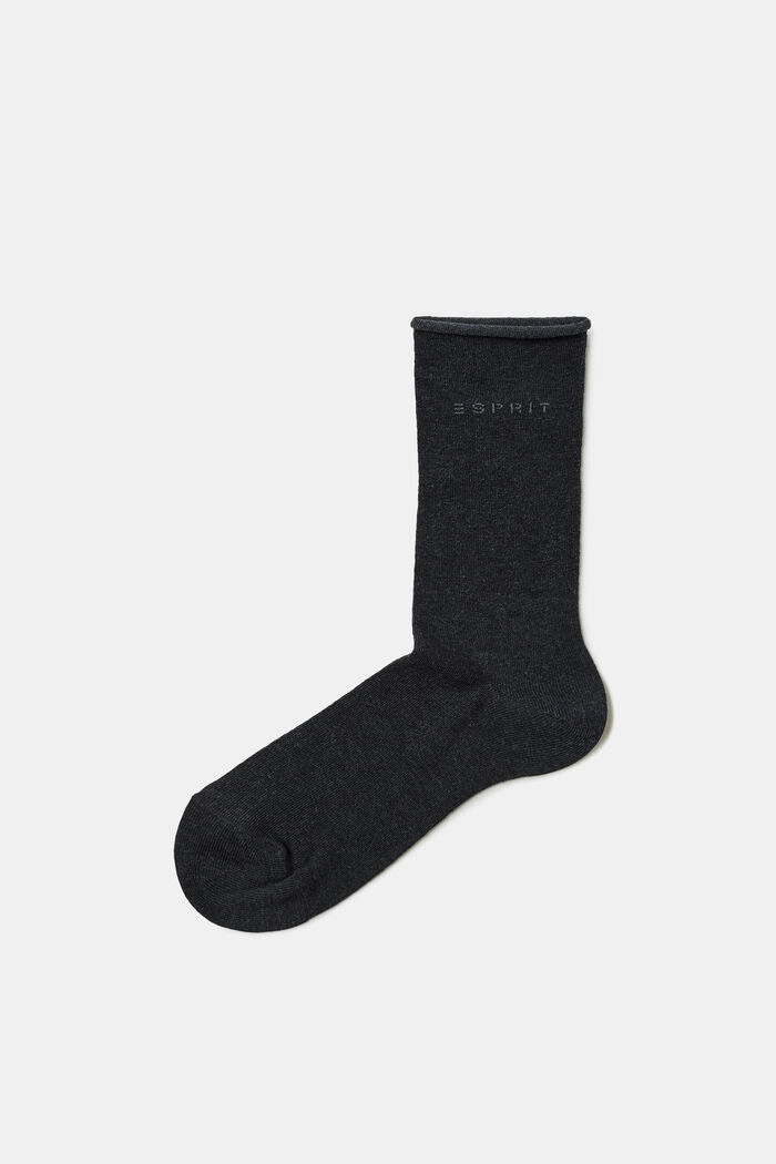 2-pack of sock with rolled edges, organic cotton, ANTHRACITE MELANGE, detail image number 0