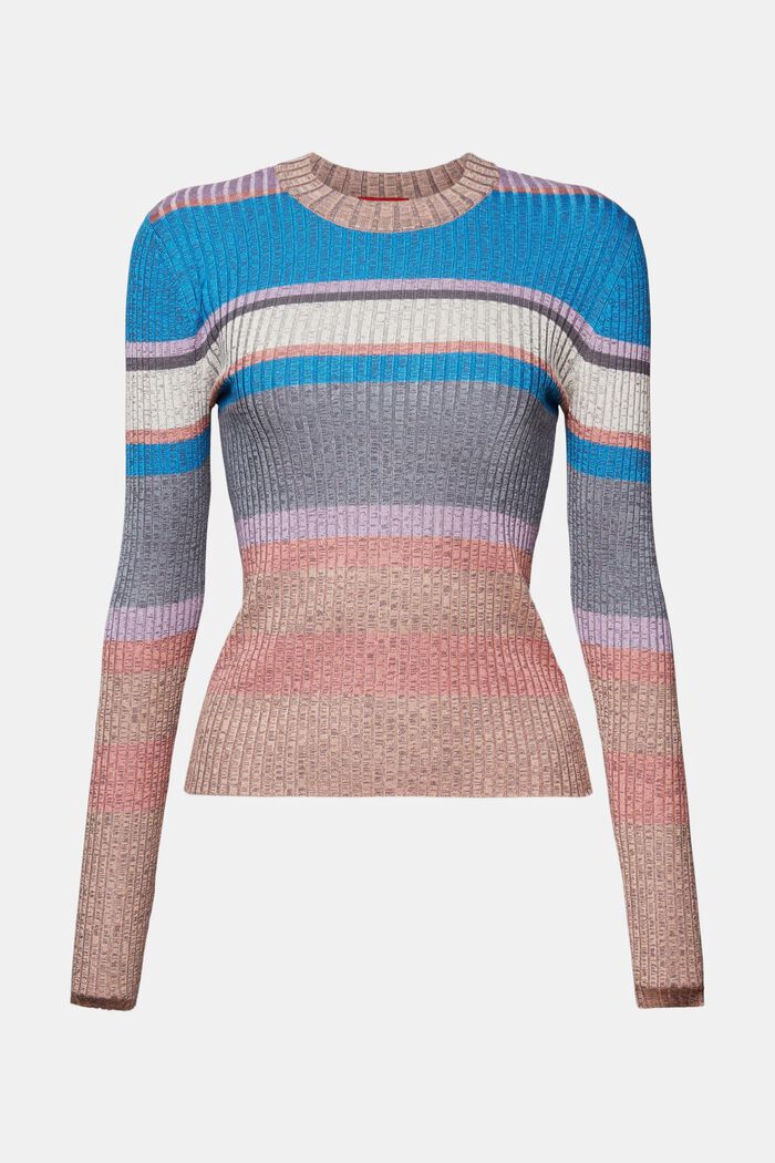 Striped rib knit jumper, LENZING™ ECOVERO™, BLUE, detail image number 6