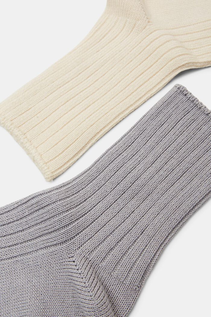 2-Pack Rib-Knit Socks, CREME/GREY, detail image number 2