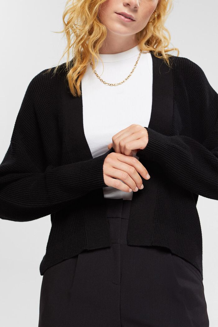 Open knitted Cardigan, BLACK, detail image number 0