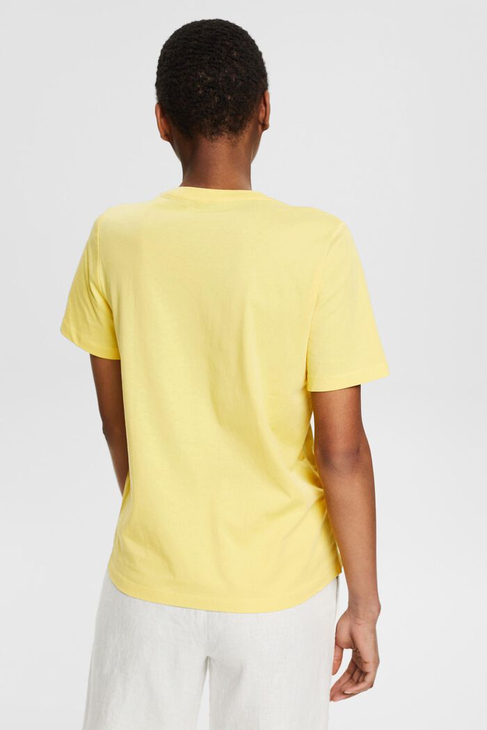 T-shirt with printed lettering, organic cotton, SUNFLOWER YELLOW, detail image number 3