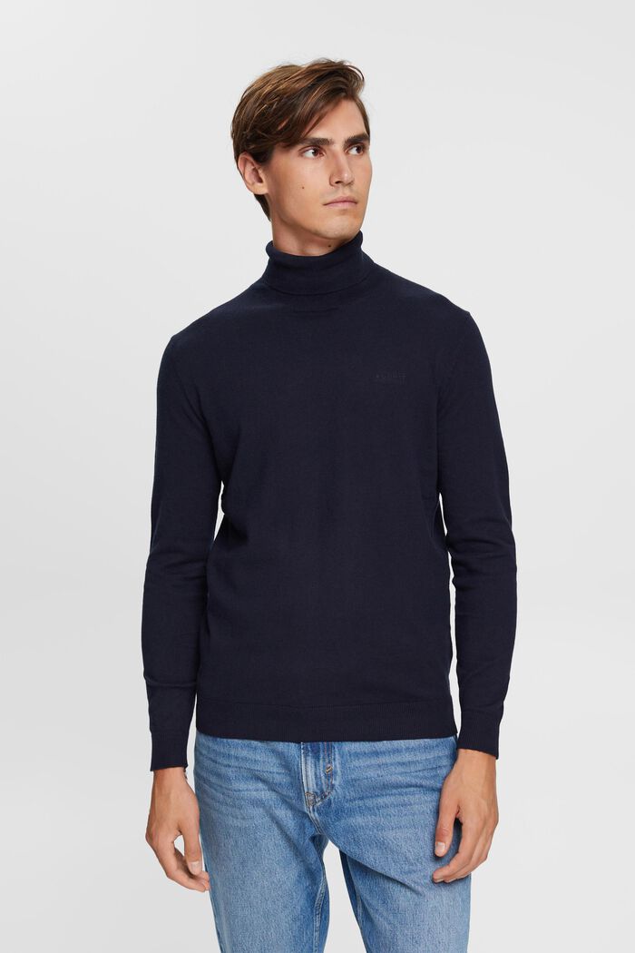 Knitted roll neck jumper with cashmere