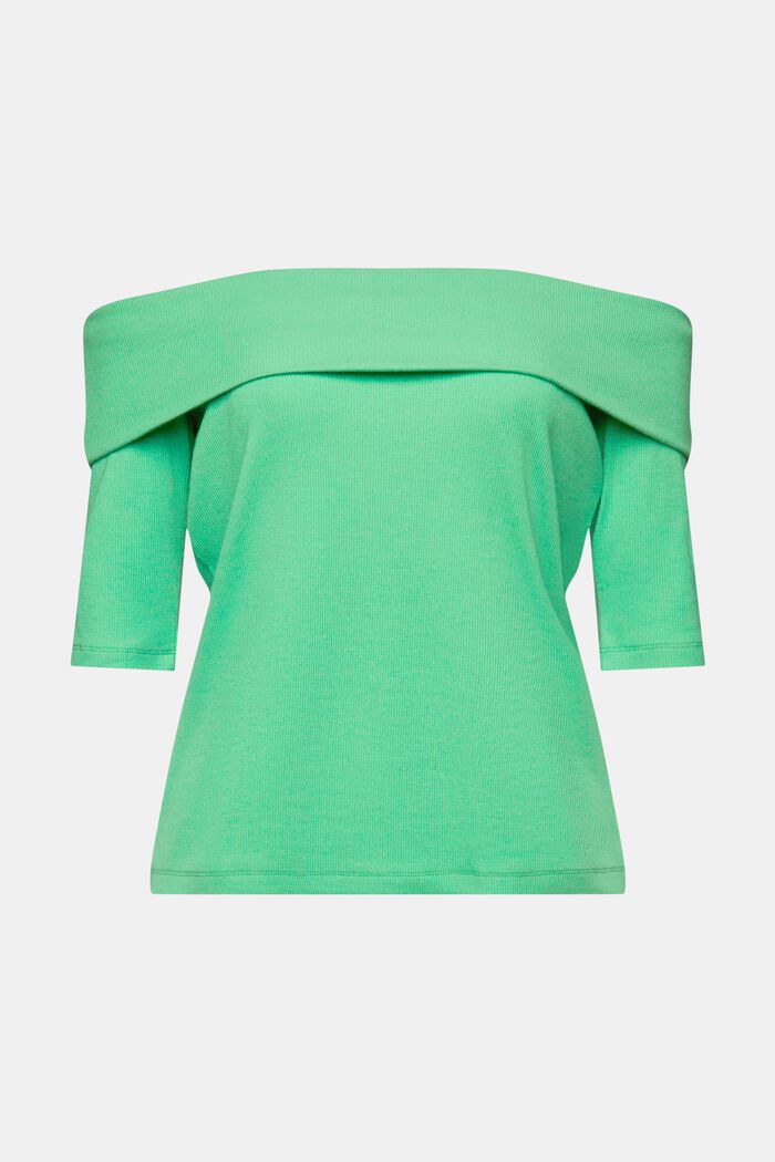 Off-The-Shoulder Ribbed T-Shirt, CITRUS GREEN, detail image number 6