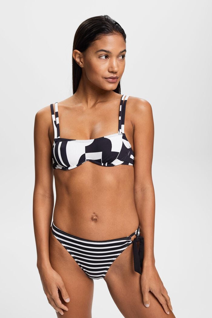 Underwired bikini top with retro print, BLACK, detail image number 0