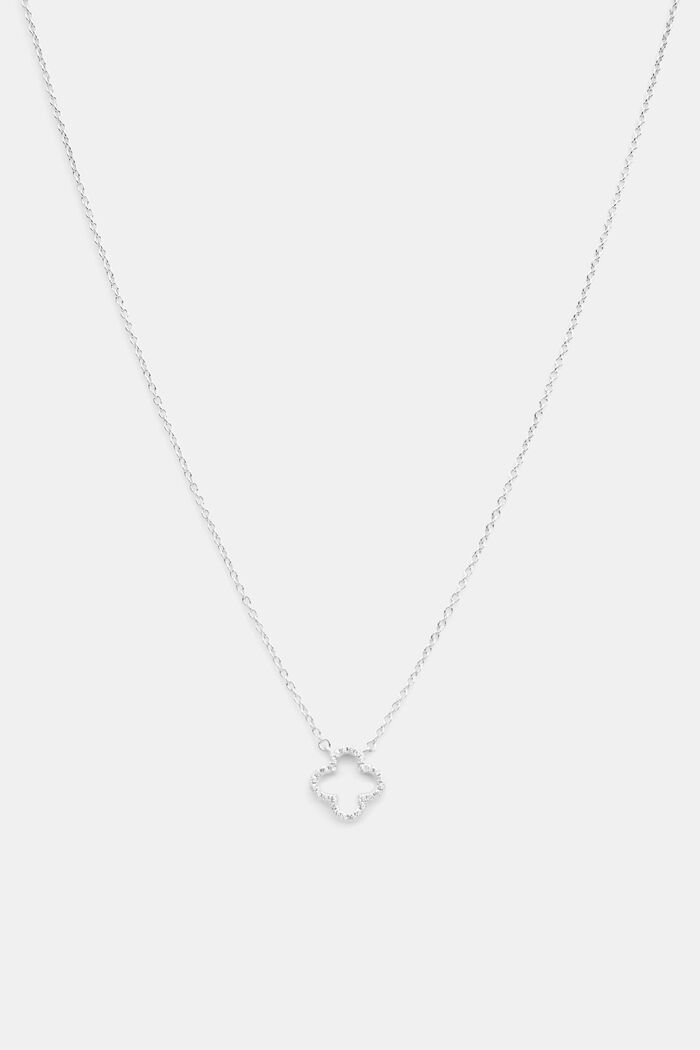 Necklace with zirconia pendant, sterling silver, SILVER, detail image number 0