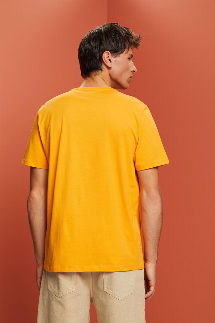 Jersey t-shirt with chest print, 100% cotton, BRIGHT ORANGE, detail image number 3