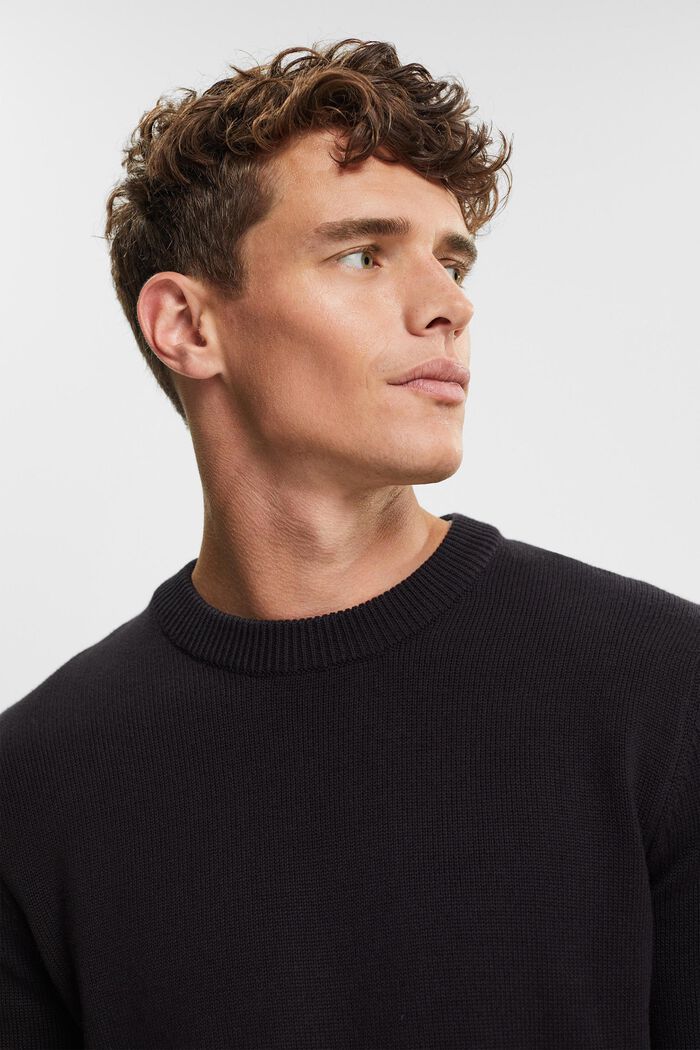 Sustainable cotton knit jumper, BLACK, detail image number 4
