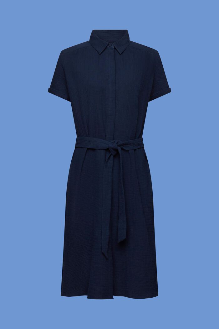 Casual shirt dress with a tie belt, 100% cotton, NAVY, detail image number 6