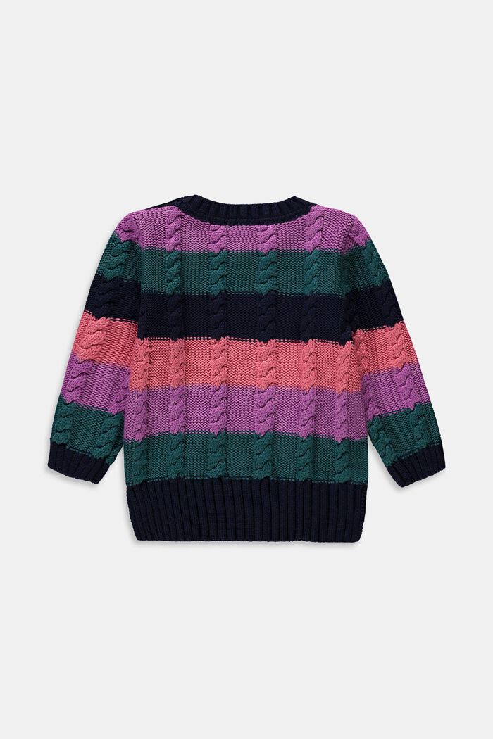 Cable knit striped jumper