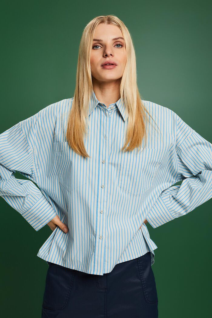 Striped Button-Down Shirt, BLUE, detail image number 0