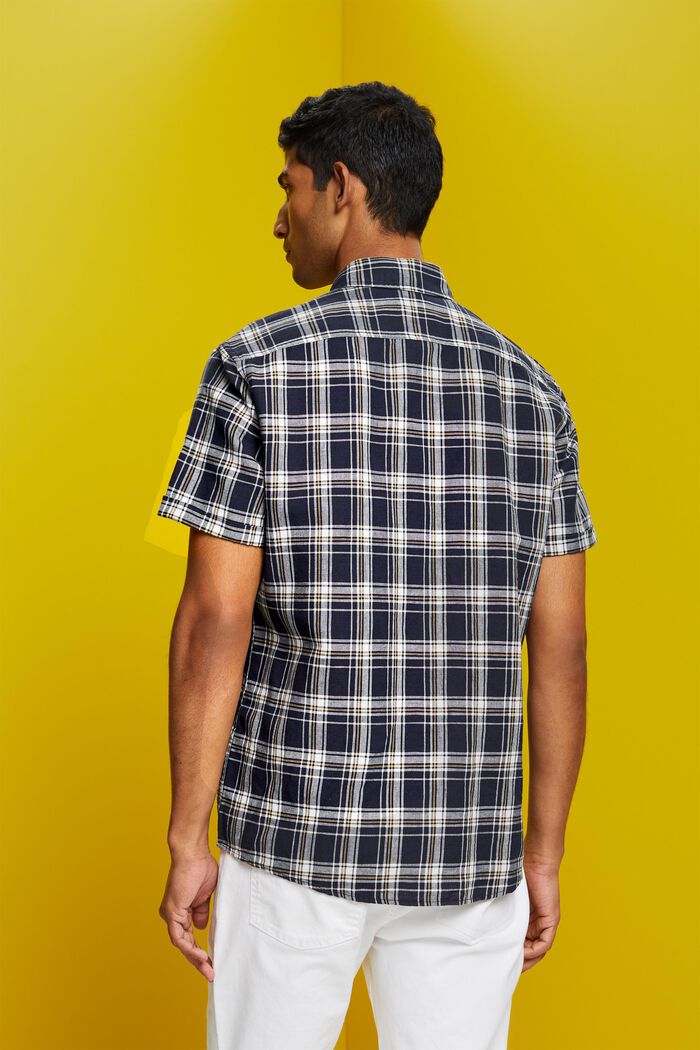 Checked short-sleeve shirt, NAVY, detail image number 3