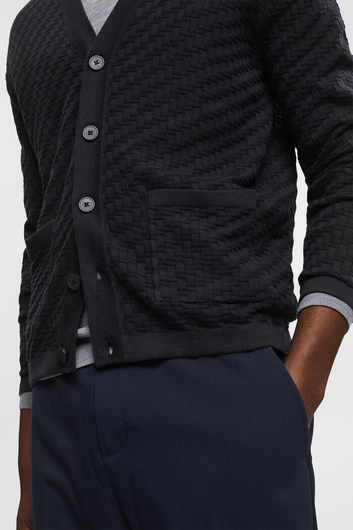 Textured knit cardigan, BLACK, detail image number 2