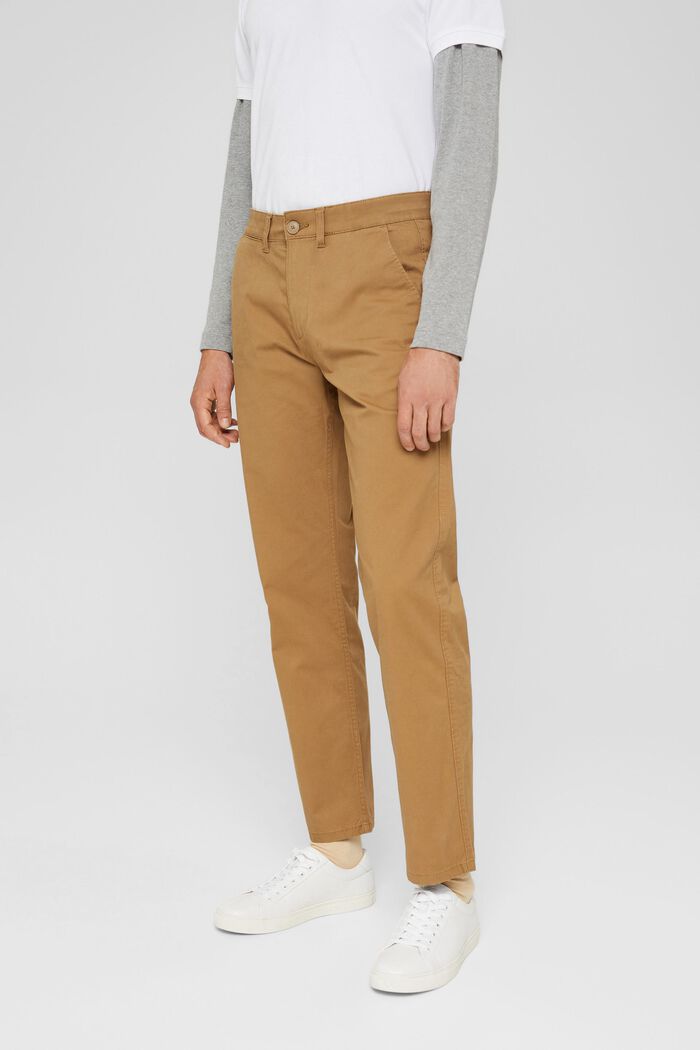 Straight chinos in organic cotton, CAMEL, detail image number 0