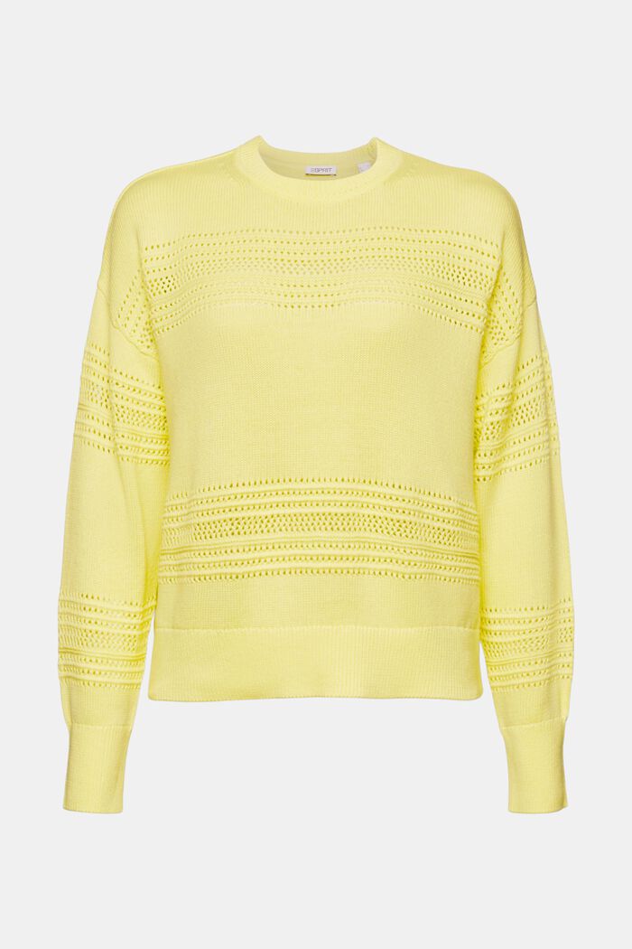 Crewneck Open-Knit Sweater, PASTEL YELLOW, detail image number 6