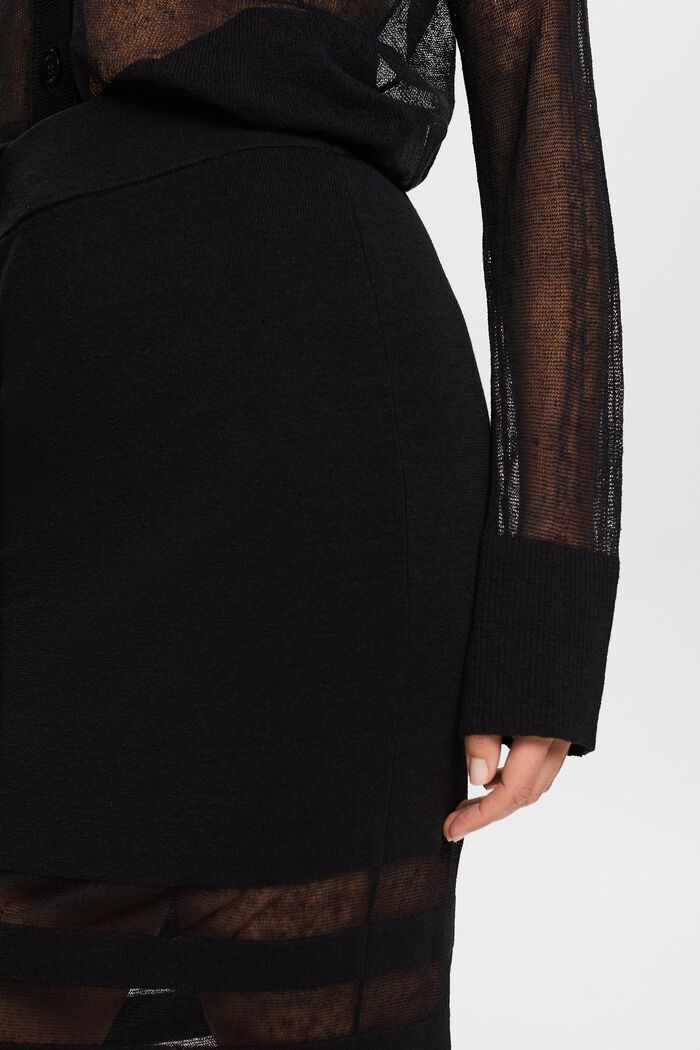 Linen-Blend Midi Skirt, BLACK, detail image number 4