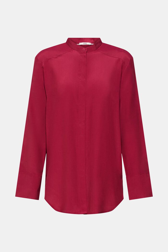 Blouse with banded collar, CHERRY RED, detail image number 7