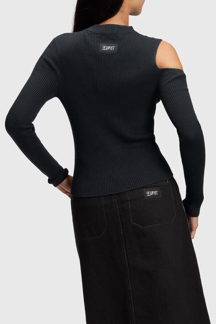 Cut-out shoulder sweatshirt, BLACK, detail image number 1
