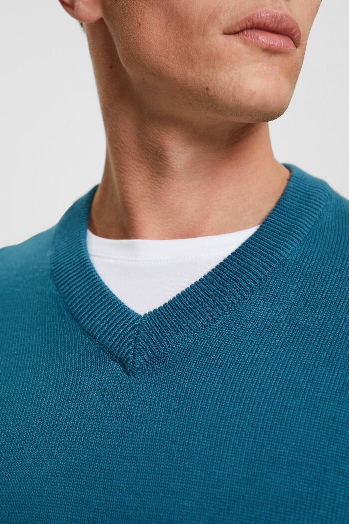 V-neck knit jumper, DARK TURQUOISE, detail image number 2