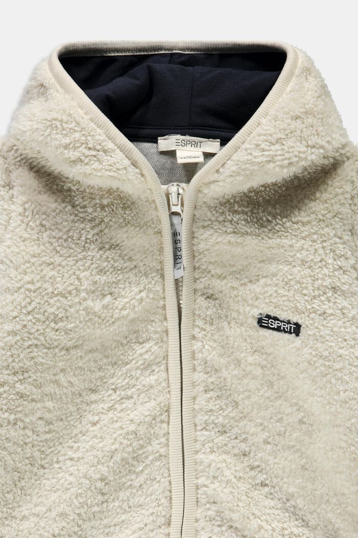 Faux fur zip-up hoodie, DUSTY NUDE, detail image number 2