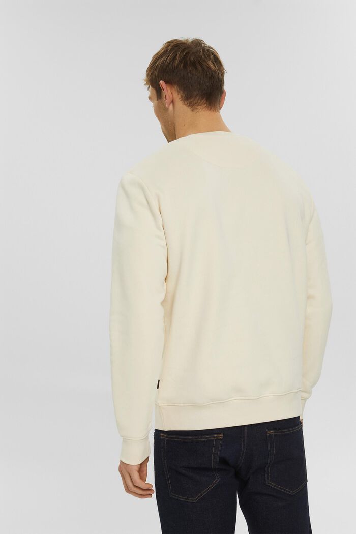 Recycled: sweatshirt with logo embroidery, CREAM BEIGE, detail image number 3