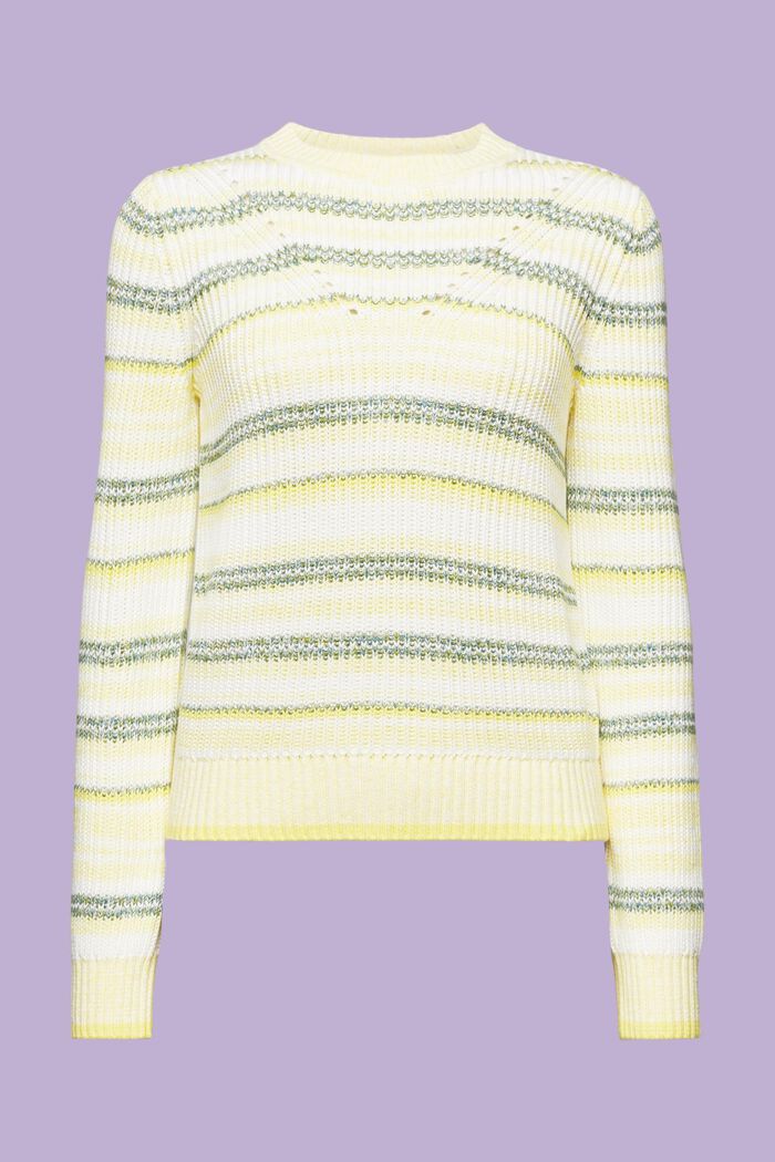 Striped Crewneck Sweater, PASTEL YELLOW, detail image number 6