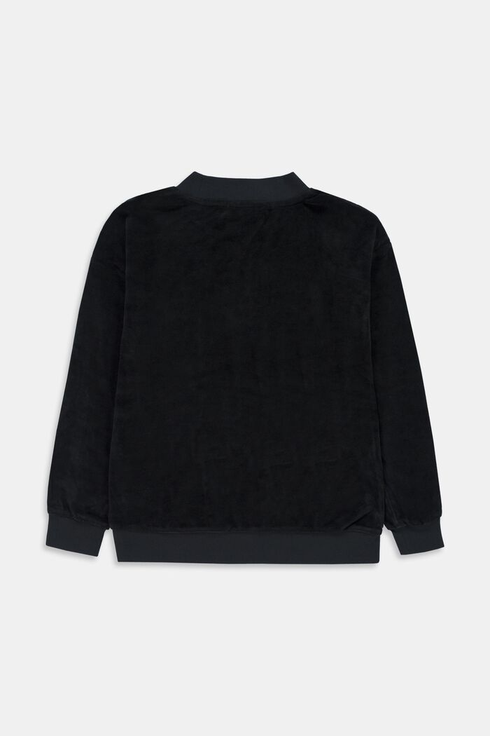 Velvet sweatshirt, BLACK, detail image number 1
