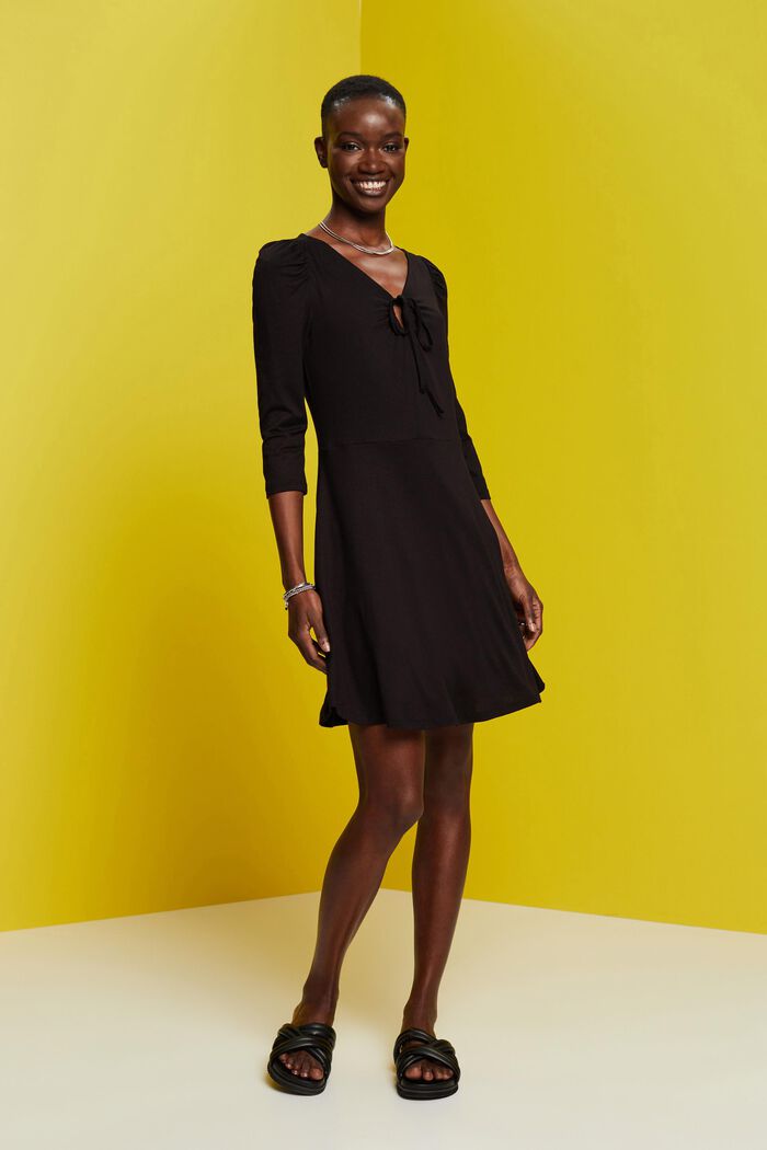 Jersey mini dress, LENZING™ ECOVERO™, BLACK, detail image number 4