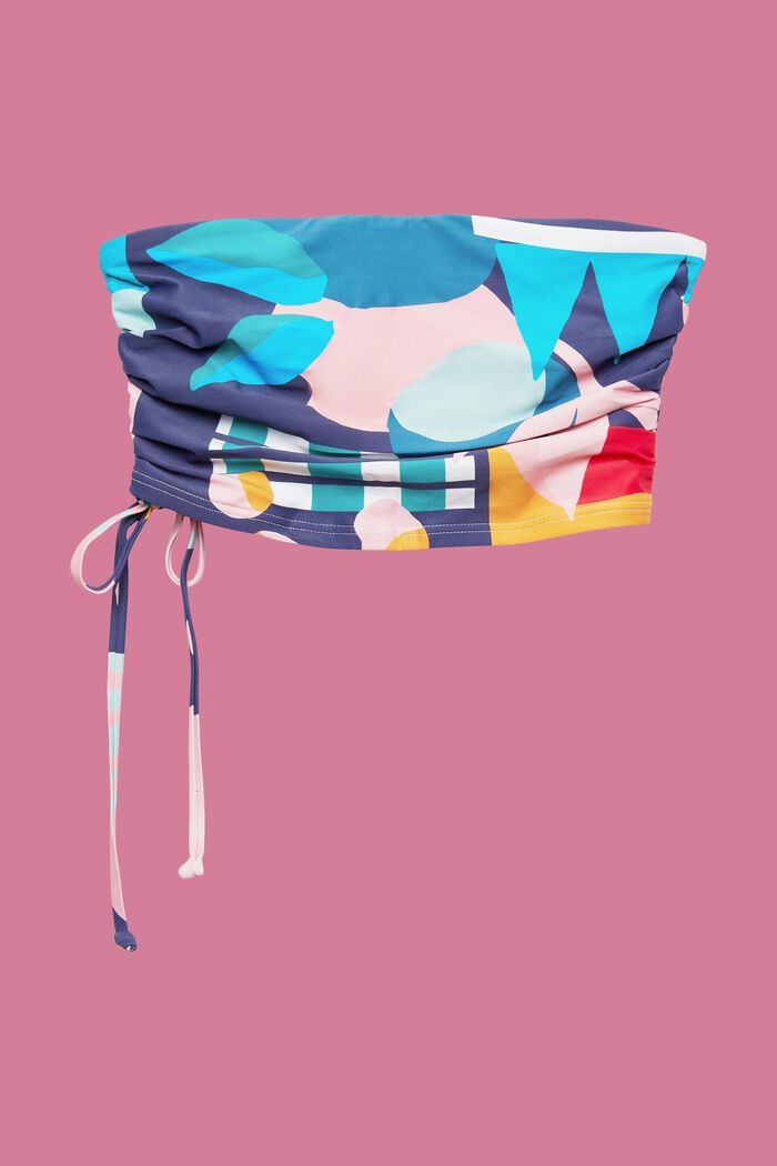 Bandeau bikini top with multi-coloured print, INK, detail image number 4