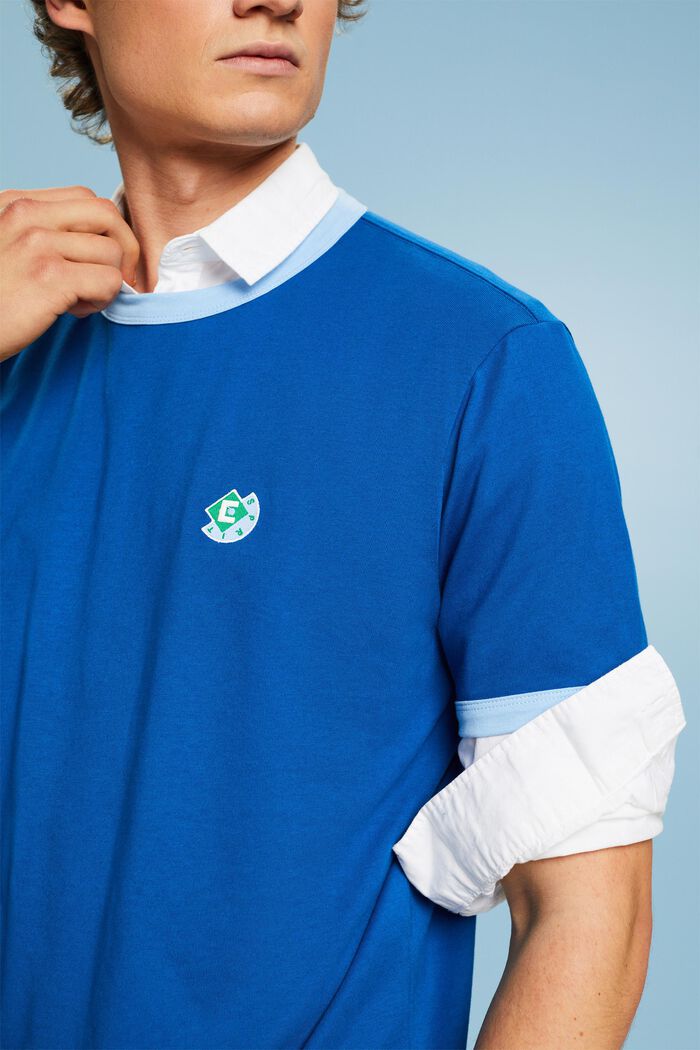 Logo Crewneck Cotton T-Shirt, BRIGHT BLUE, detail image number 3