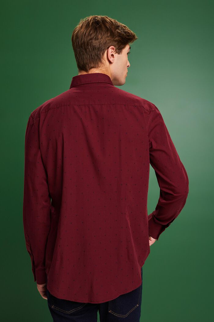 Embroidered Cotton Slim Fit Shirt, GARNET RED, detail image number 2