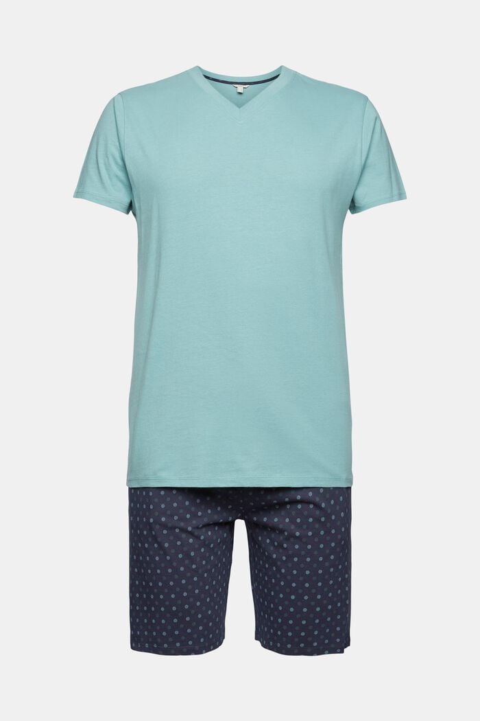 Cotton pyjamas with shorts, TEAL GREEN, detail image number 4