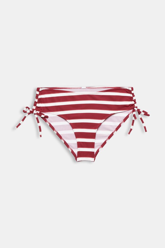 Striped bikini bottoms with mid-height waistband, DARK RED, detail image number 4