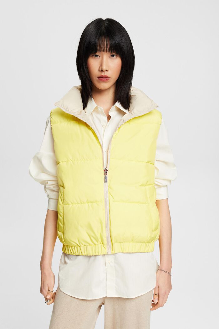 Reversible Puffer Vest, LIGHT YELLOW, detail image number 0