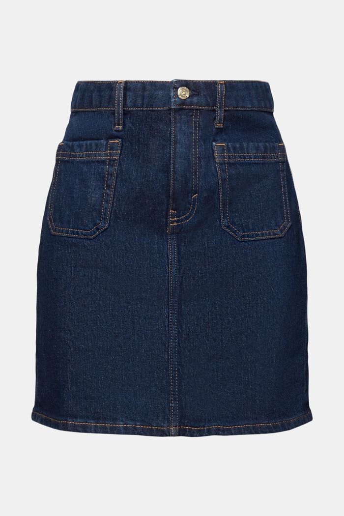 Recycled: jeans mini skirt, BLUE DARK WASHED, detail image number 7