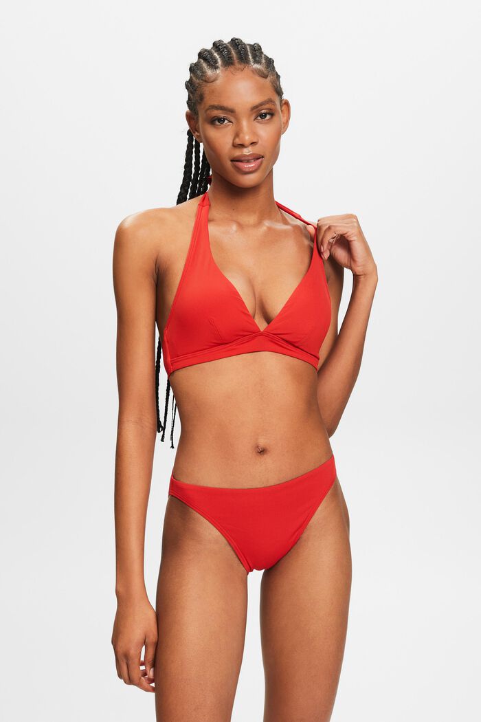 Padded Halterneck Bikini Top, DARK RED, detail image number 0