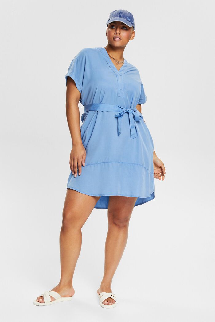 CURVY casual shirt dress made of TENCEL™, LIGHT BLUE LAVENDER, detail image number 1