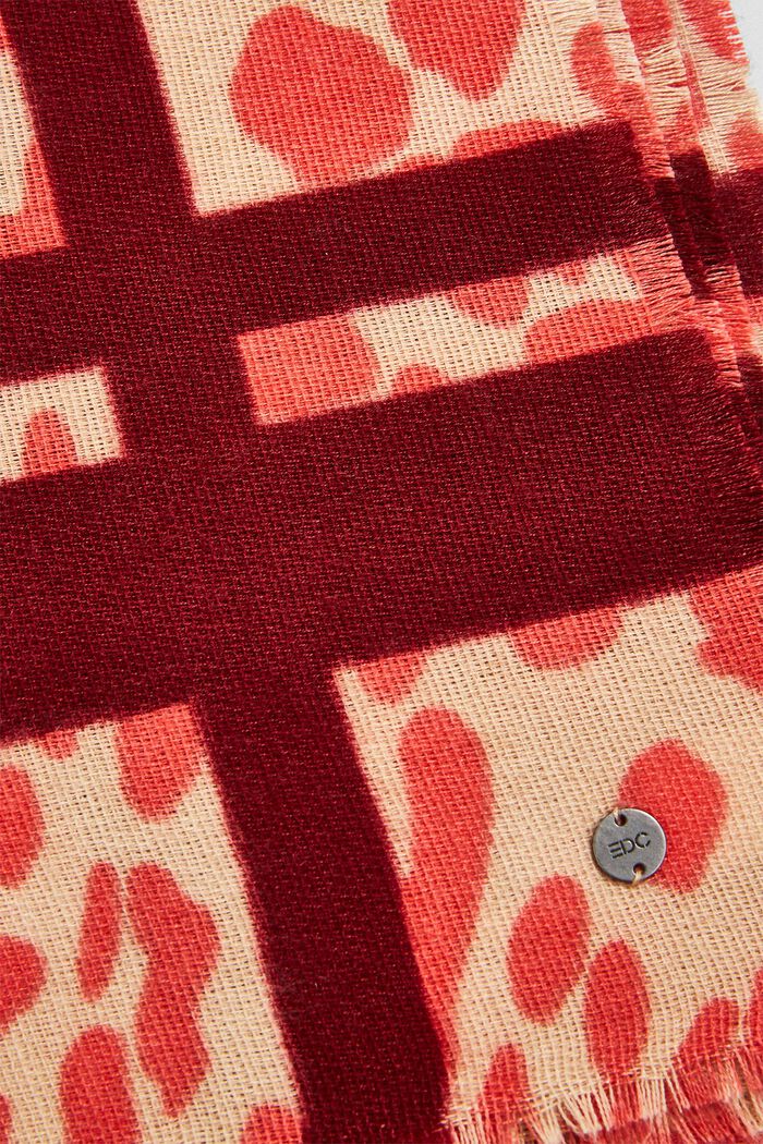 Recycled: leopard pattern scarf, CORAL, detail image number 2