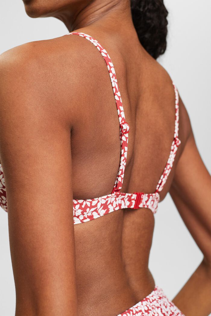 Printed Unpadded Underwired Bikini Top, DARK RED, detail image number 1