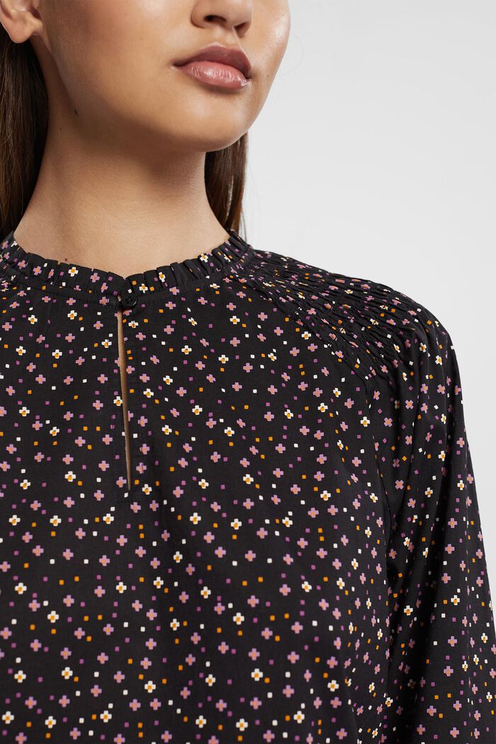 Patterned blouse, organic cotton, BLACK, detail image number 2