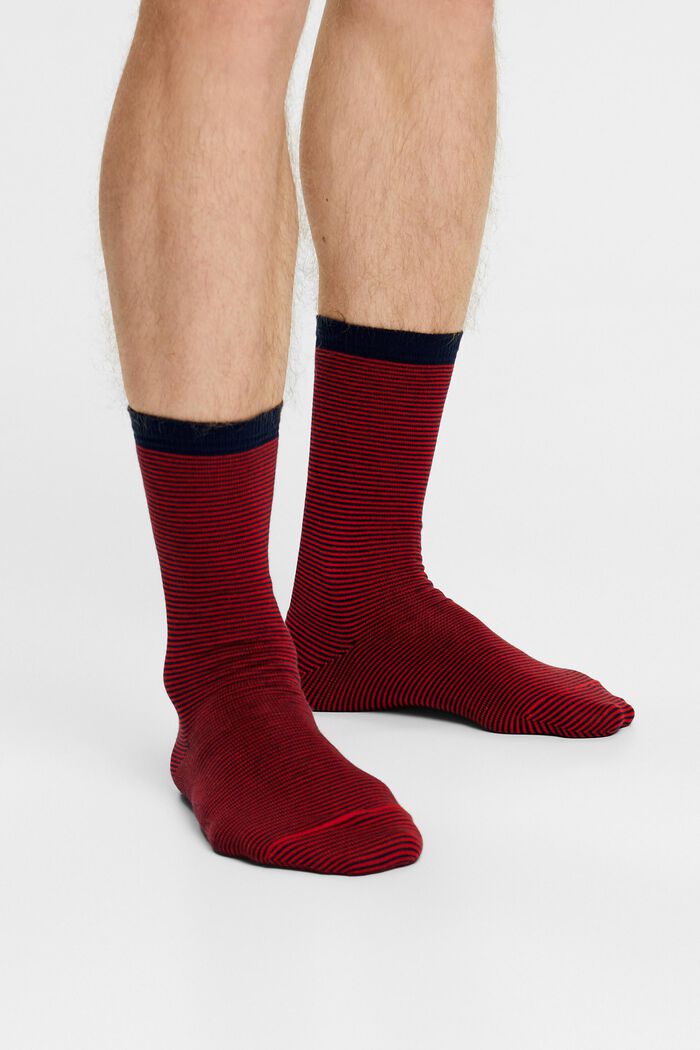 2-Pack Striped Chunky Knit Socks, DARK RED / RED, detail image number 1